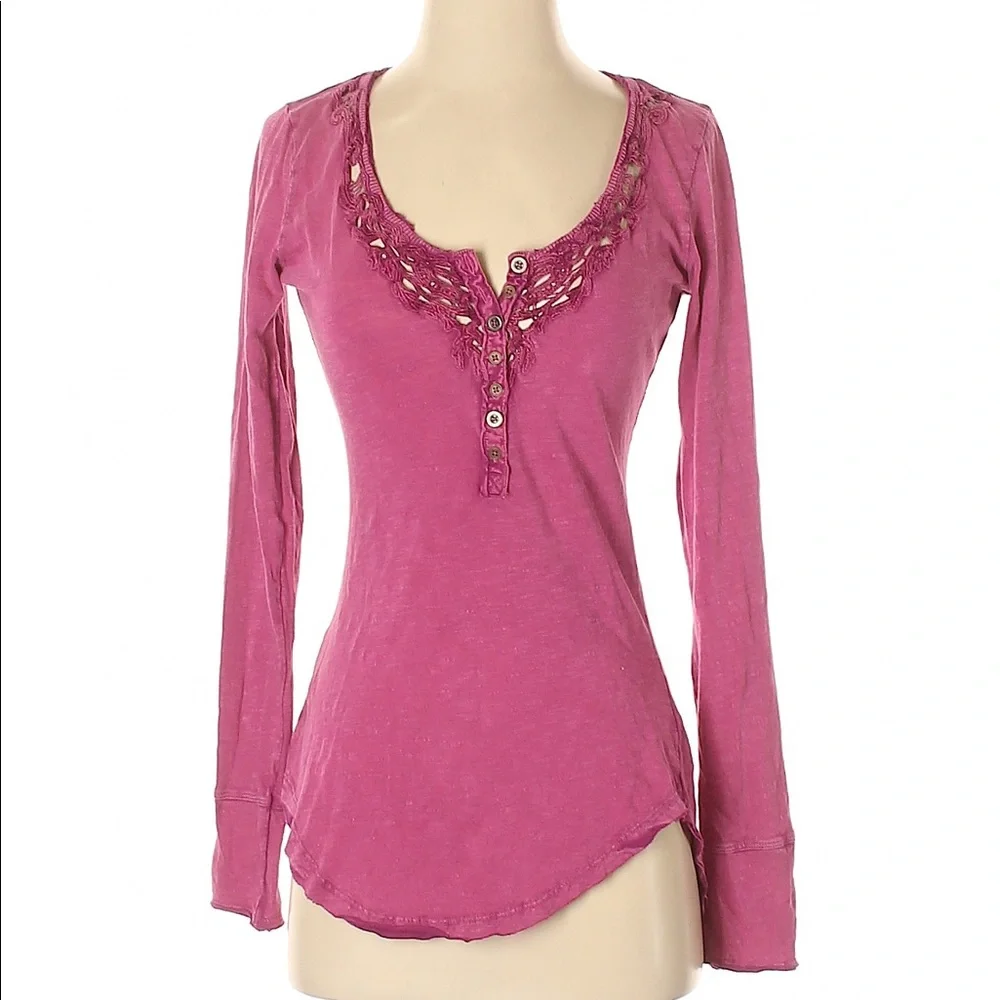 Free People We The Free Long Sleeve Henley Size S - Picture 1 of 5